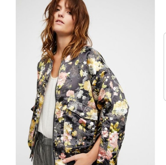 Free People Jackets & Blazers - Free People Floral Jacquard Bomber